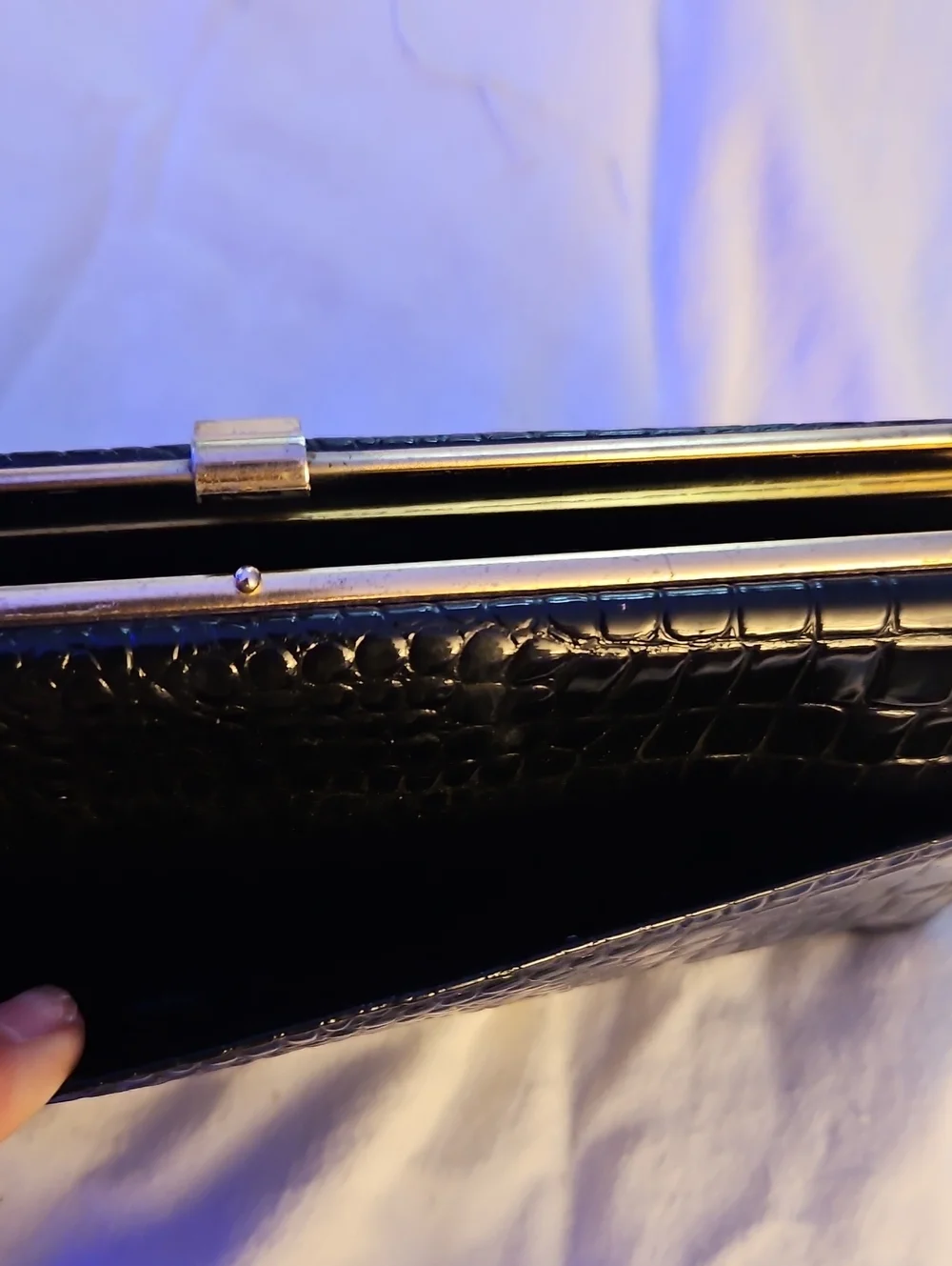 Vintage Dune Ellen Croc-Embossed Leather Clutch